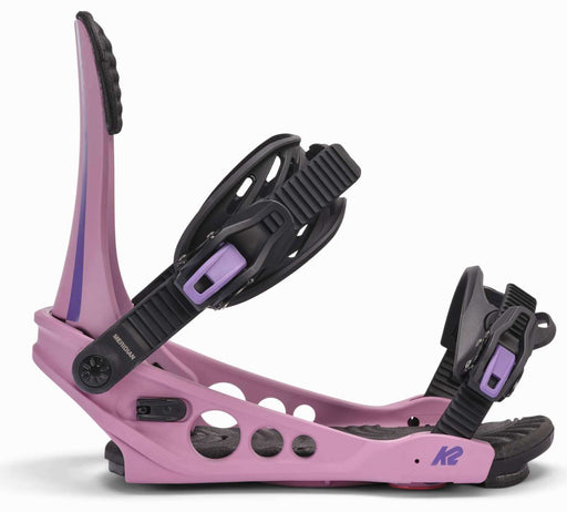 K2 Ladies Meridian Snowboard Binding 2025 Pink/Purp Angle2