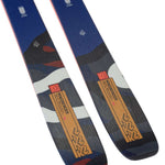 K2 Women's Mindbender 106C skis feature a distinctive blue and white graphic design.