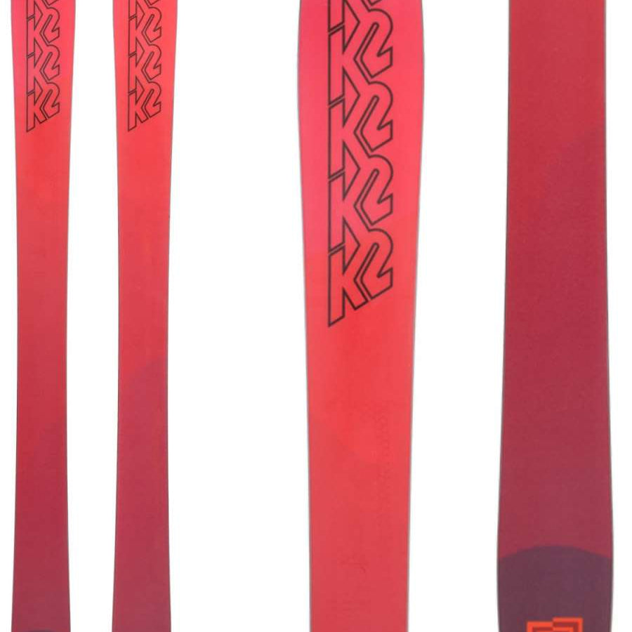 K2 Mindbender 106C skis feature a red and white design for 2024.