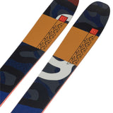 K2 Mindbender 106C skis feature a blue and white design with red accents.