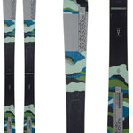 K2 Women's Mindbender 99Ti Wide skis feature a distinctive green and white graphic design.