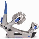 K2 Women's Network snowboard binding, white and blue design.
