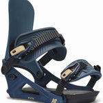 K2 Path snowboard bindings feature a blue and yellow color scheme with a distinctive ergonomic design.