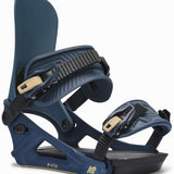 K2 Path snowboard bindings feature a blue and yellow color scheme with a distinctive ergonomic design.