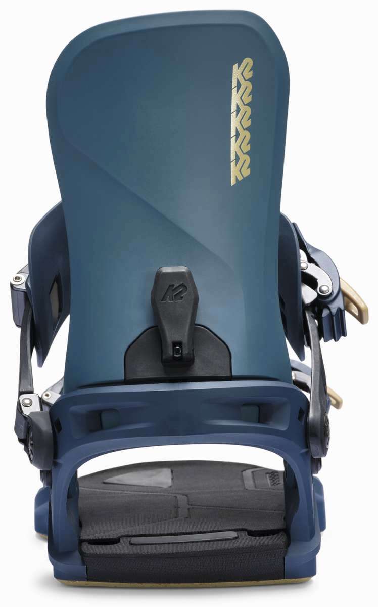 K2 Ladies Path Snowboard Binding 2025 - Blue/Gold Angle2