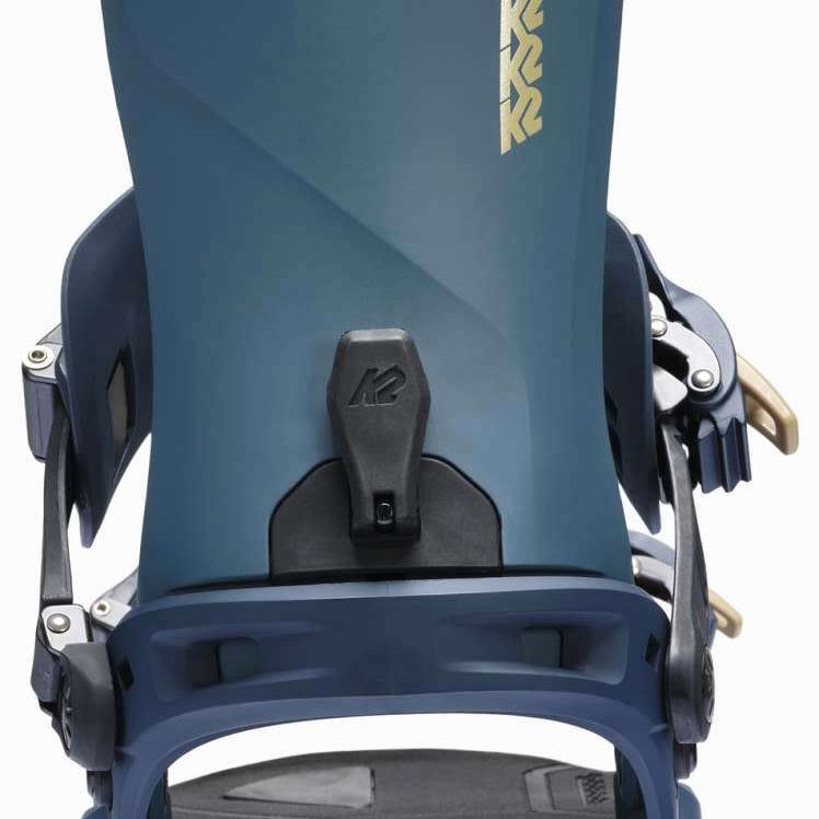 K2 Ladies Path Snowboard Binding 2025 - Blue/Gold Angle2
