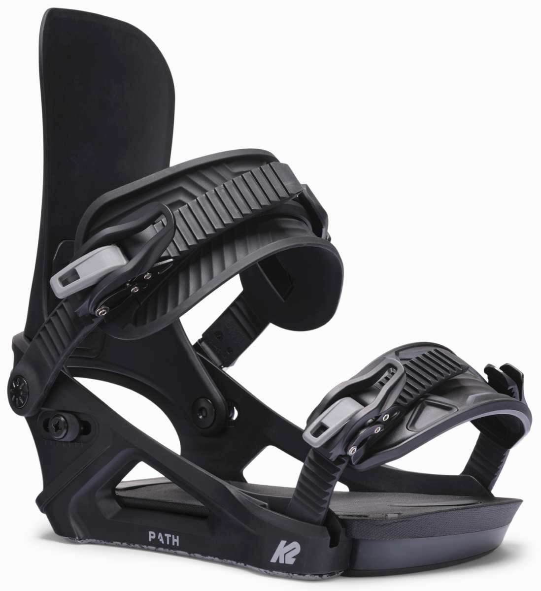 Black K2 Path women's snowboard binding features a sleek design and ergonomic shape.