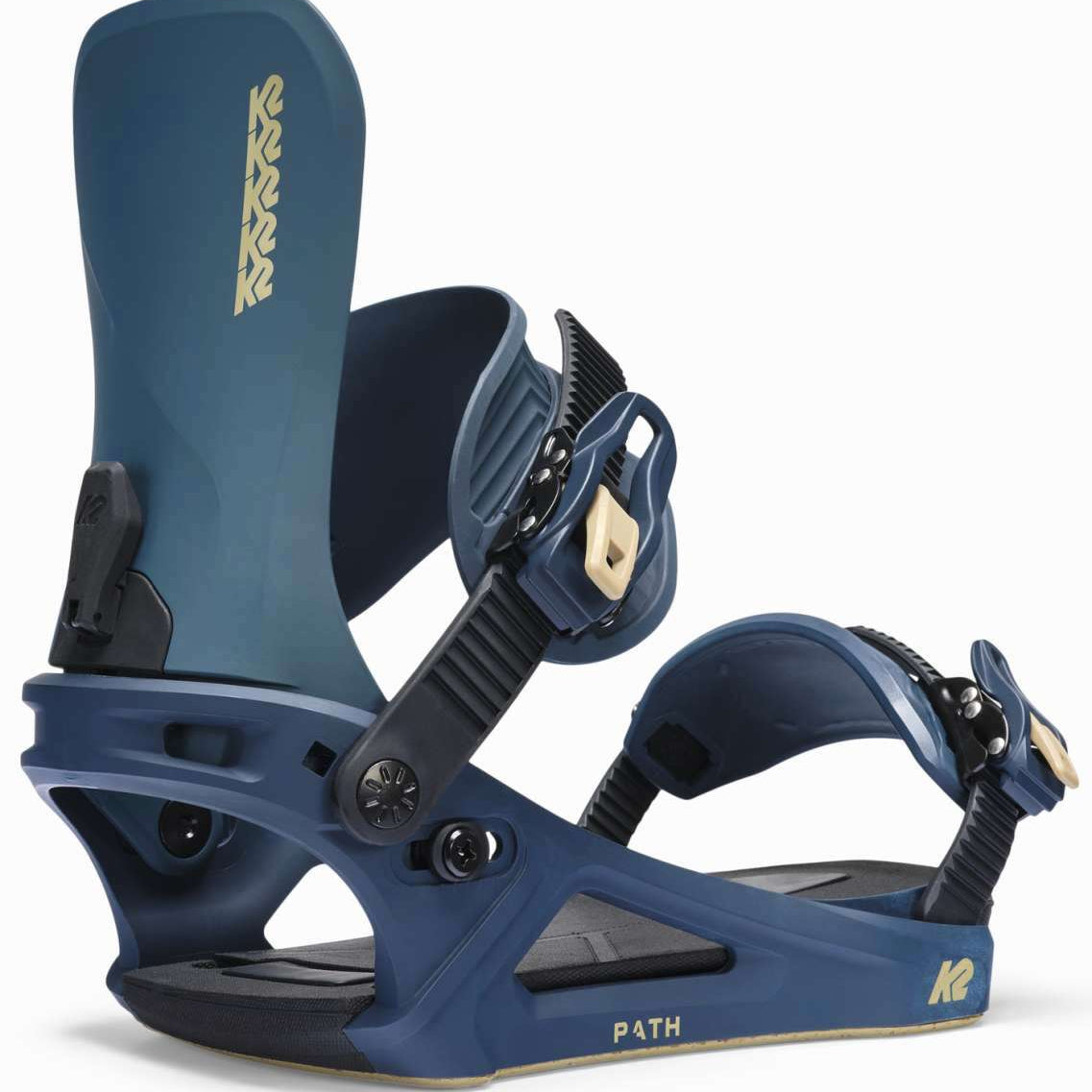 K2 Ladies Path Snowboard Binding 2025 - Blue/Gold Angle1