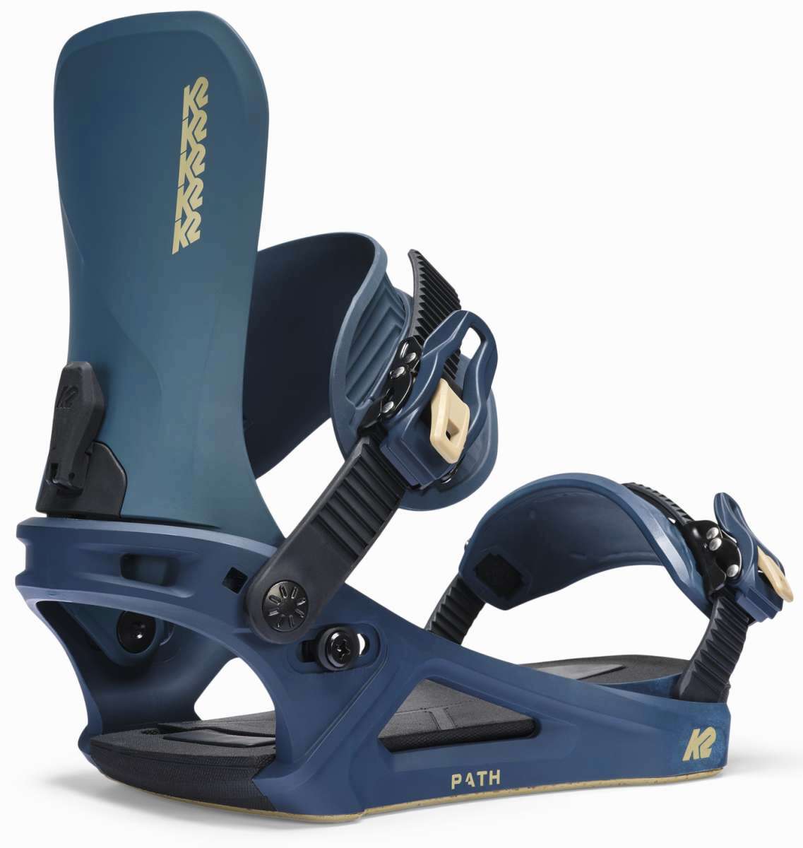 K2 Ladies Path Snowboard Binding 2025 - Blue/Gold Angle1