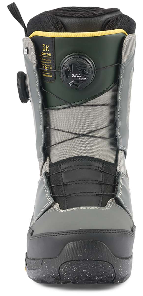 K2 Orton 2023 snowboard boot features a gray and black color scheme with BOA lacing system.
