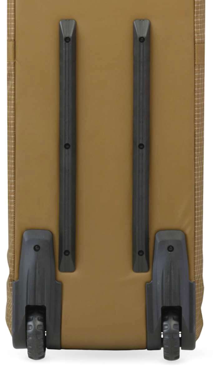 K2 Roller Board Bag 2024 features a textured brown exterior and black wheels.