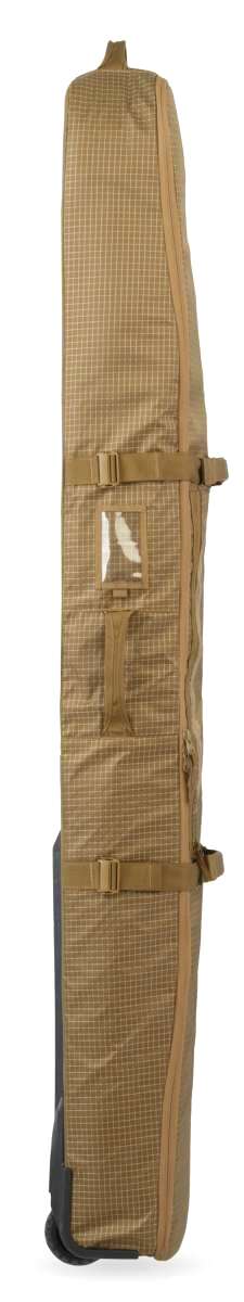 K2 Roller Board Bag 2024, a tan, wheeled bag with black accents and multiple straps.