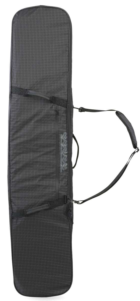 Black K2 Snowboard Sleeve 2024 with gray grid pattern and carry strap.