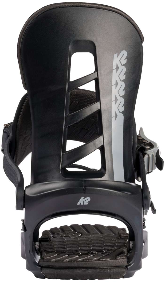K2 Sonic snowboard binding, black and gray design with a textured footbed.