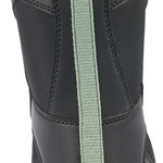 Black K2 Youth Lil Kat snowboard boot with a green pull tab and textured sole.