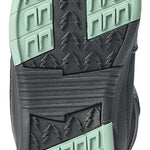 Black K2 Youth Lil Kat snowboard boot with green sole and textured pattern.