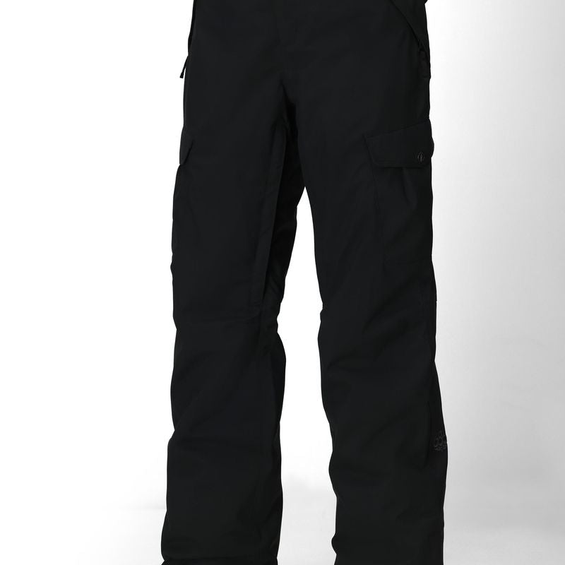 Black women’s insulated cargo pants with side cargo pockets and utility detailing