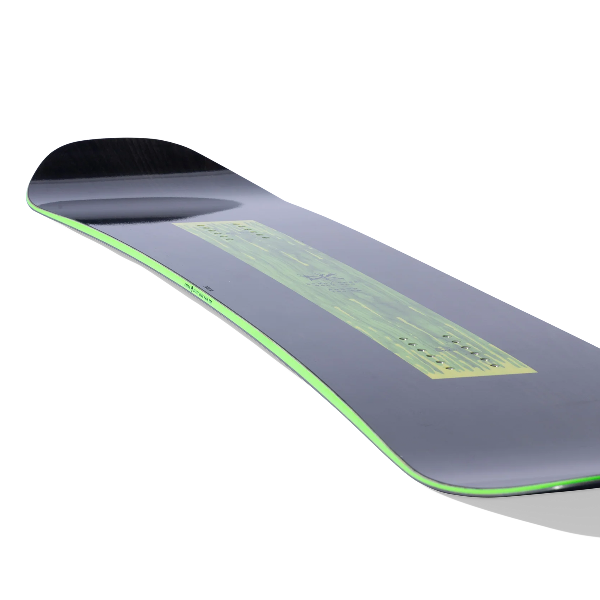 Arbor Danny Kass Park Pro Snowboard 2026 - A black snowboard with a green stripe down the middle and a circular logo on top.
