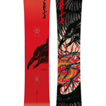 CAPiTA Kazu Kokubo Pro Snowboard 2026 - A red snowboard with a black bird's head graphic on top of a yellow sunburst design.