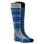 Fox River Kids Snow Day Snowboard Socks 2-Pack - A pair of snowboard socks in a light blue color with dark blue stripes and yellow accents.