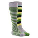 Fox River Kids Snow Day Snowboard Socks 2-Pack - A pair of snowboard socks with a green and white striped pattern on a solid gray background.