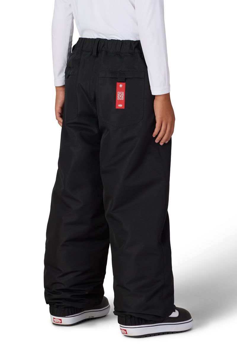 Black boys' dojo shell pants with elastic waistband and side pockets