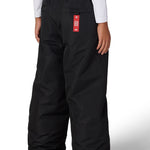 Black boys' dojo shell pants with elastic waistband and side pockets