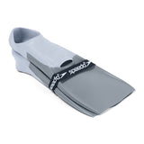 Speedo Trialon Rubber Swim Fins - A pair of light gray rubber swim fins with a textured surface and a small hole at the top for adjusting the fin strap.
