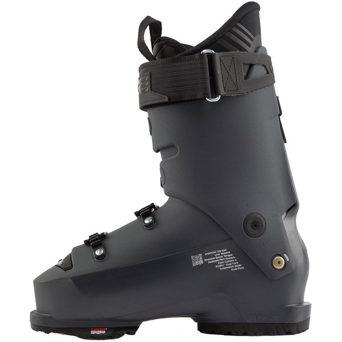 Lange Shadow 120 LV Ski Boots 2023 - Black ski boots with silver buckles and straps.