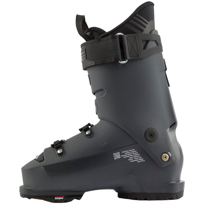 Lange Shadow 120 MV Ski Boots 2025 - Black ski boots with silver buckles and straps.