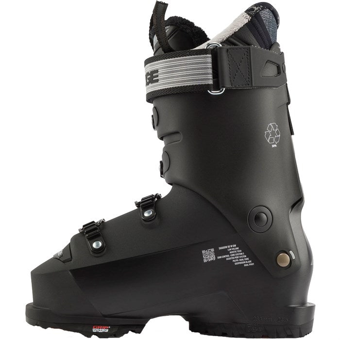 Lange Women's Shadow 85 LV Ski Boot 2025 - Black ski boot with a low volume fit and silver buckles.