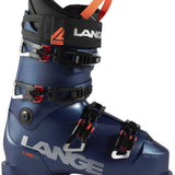 Lange LX 110 HV Ski Boots 2025 - Black ski boots with silver lettering and a black strap on top.