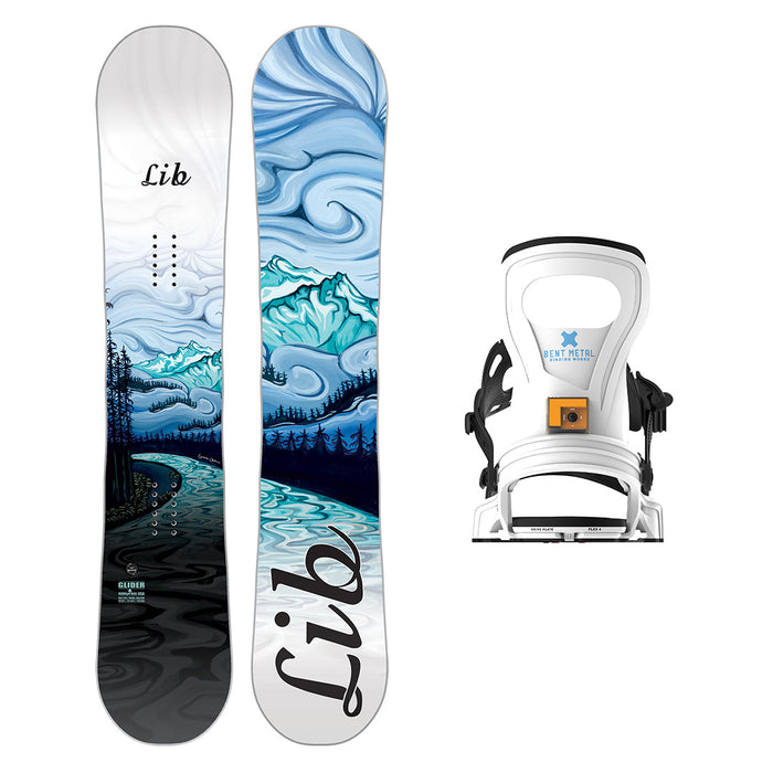 Lib Tech Women's Glider Snowboard with Bent Metal Women's Beam Snowboard Binding 2025