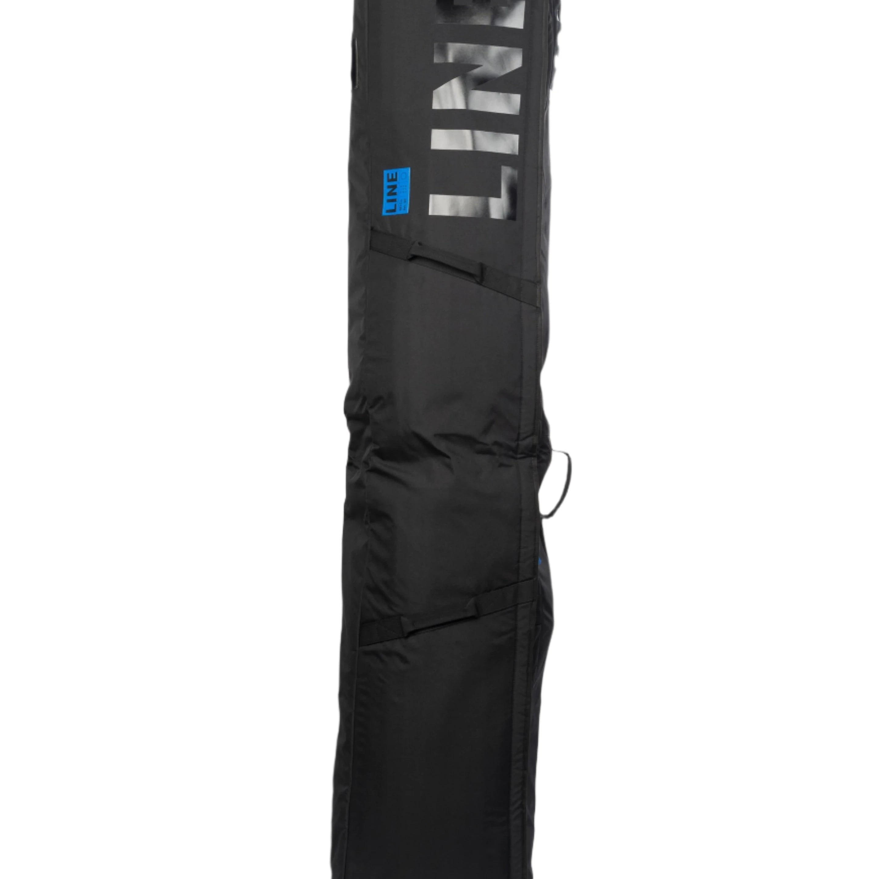 LINE ROLLER SKI BAG 2022 - Black ski bag with a rectangular shape and a handle on top.