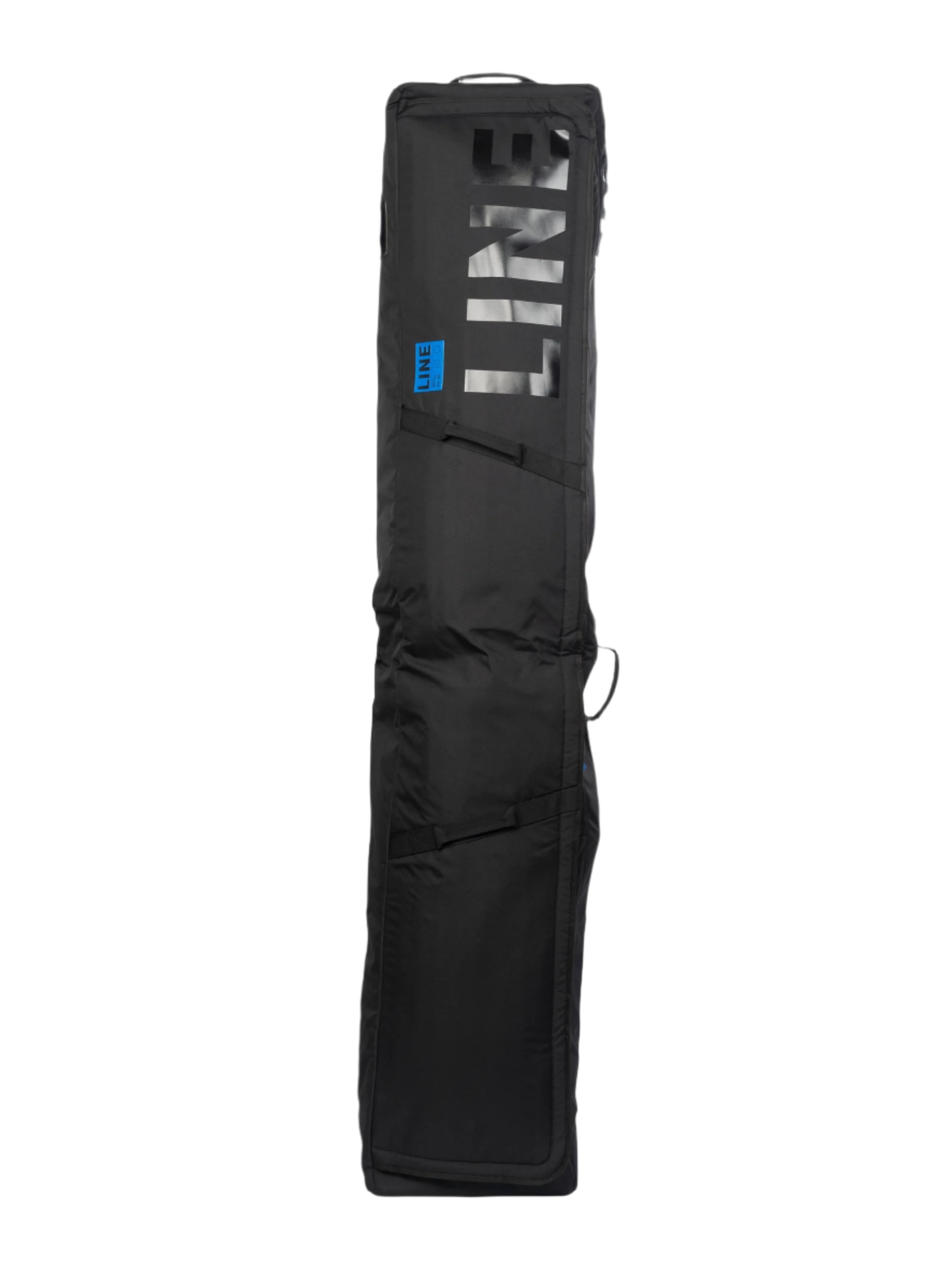 LINE ROLLER SKI BAG 2022 - Black ski bag with a rectangular shape and a handle on top.