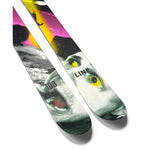 Line Bacon 108 Ski 2025 - A black ski with a white stripe down the middle and a pink logo on the tip.