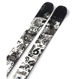 Line Chronic 101 Ski 2025 - A black-and-white ski with a collage of various images and words, including "LINE" in white letters.