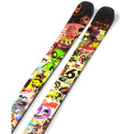 Line Chronic 94 Ski 2025 - A pair of skis with a predominantly black base and vibrant, multicolored graffiti-style graphics.