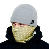 Line Dock Beanie 2025 - A light gray beanie with a black tag on the front that reads "LINE" in white letters.
