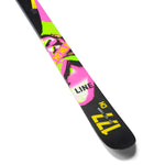 Line Honey Badger Skis 2025 - A pair of skis with a predominantly black base and neon green accents.