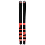 Line Pandora 106 Skis 2025 - Black skis with red lettering and a geometric pattern on the top sheet.