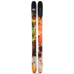 Line Pandora 106 Skis 2025 - A pair of skis with a black top and orange, green, and white abstract design on the bottom.