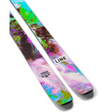 Line Women's Pandora 92 Skis 2025 - White skis with a subtle pink pattern and black bindings.