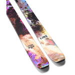 Line Women's Pandora 99 Skis 2025 - A pair of skis with a pink and black marbled pattern on the top sheet, featuring a white logo that reads "LINE" in all caps at the tip.