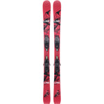 Line Junior Wallisch Shorty Skis with 7.0 Bindings - 2025 - Red skis with black geometric pattern and white line logo.