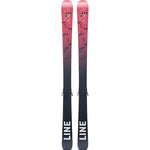 Line Junior Wallisch Shorty Skis with 7.0 Bindings - Pink skis with black designs and a white logo on top.