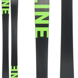 Line Bacon 108 Skis 2024 - Black skis with lime green lettering on top and bottom.