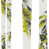 Line Bacon 115 Skis 2024 - White skis with green splatter design and black text that reads "LINE" on top.