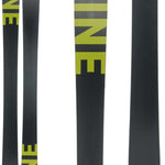 Line Bacon 115 Skis 2024 - Black skis with lime green lettering on top and bottom.