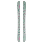 Salomon QST 100 Skis 2026 - A pair of skis with a light green base color and darker green swirls.